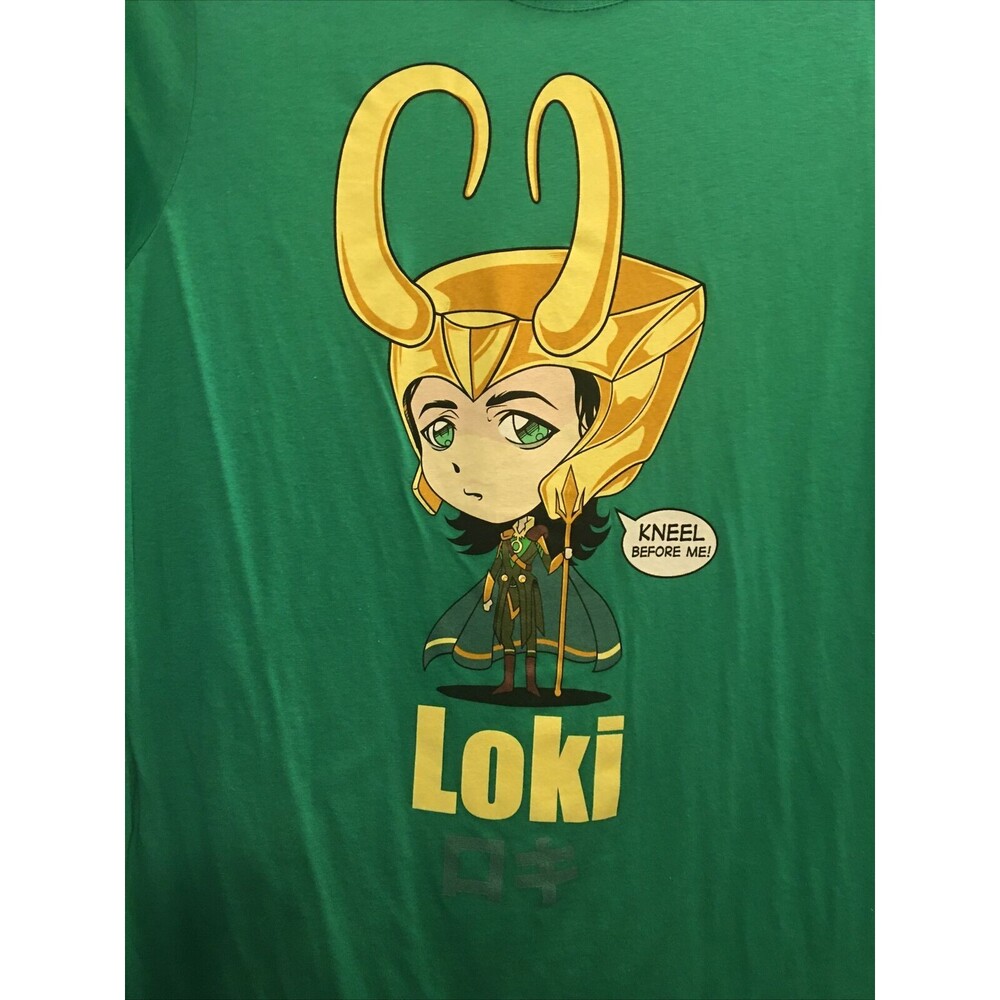 Marvel The Avengers Loki Graphic Tee Short Sleeve Womens Mighty Fine XL Green